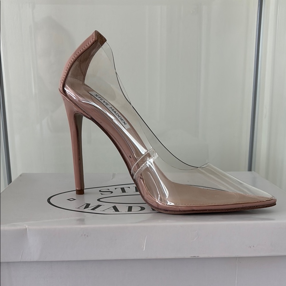 Steve Madden Tan and Clear Stiletto Heels